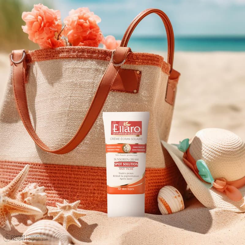 کرم ضد آفتاب و ضد لک بدون رنگ الارو SPF50 مدل Spot Solution محافظ UVA ،UVB، مناسب انواع پوست تحت لیسانس حجم 40 میلیلیتر — تصویر ۴