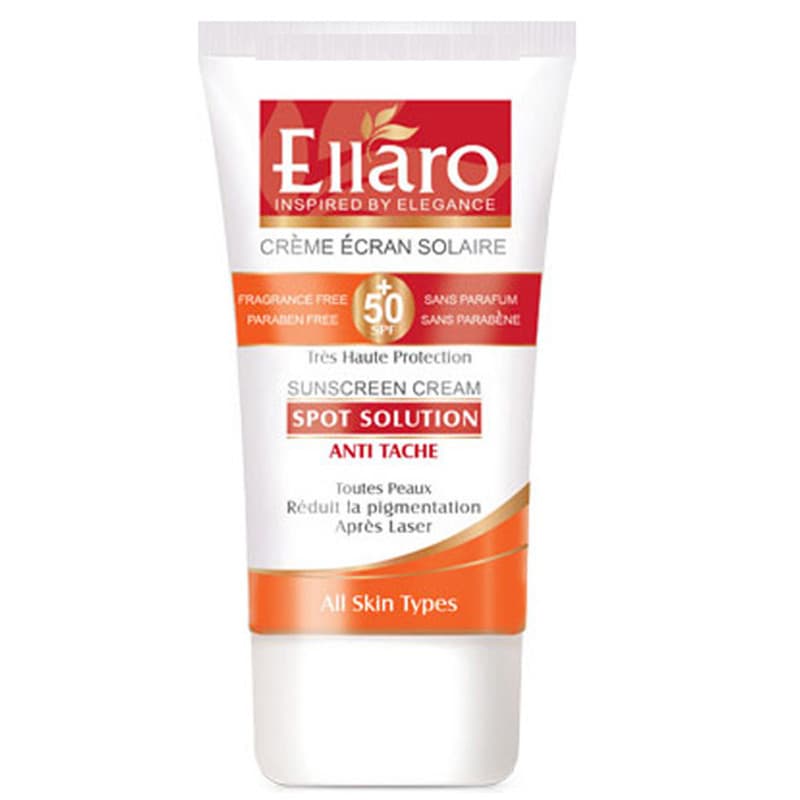 کرم ضد آفتاب و ضد لک بدون رنگ الارو SPF50 مدل Spot Solution محافظ UVA ،UVB، مناسب انواع پوست تحت لیسانس حجم 40 میلیلیتر — تصویر ۳