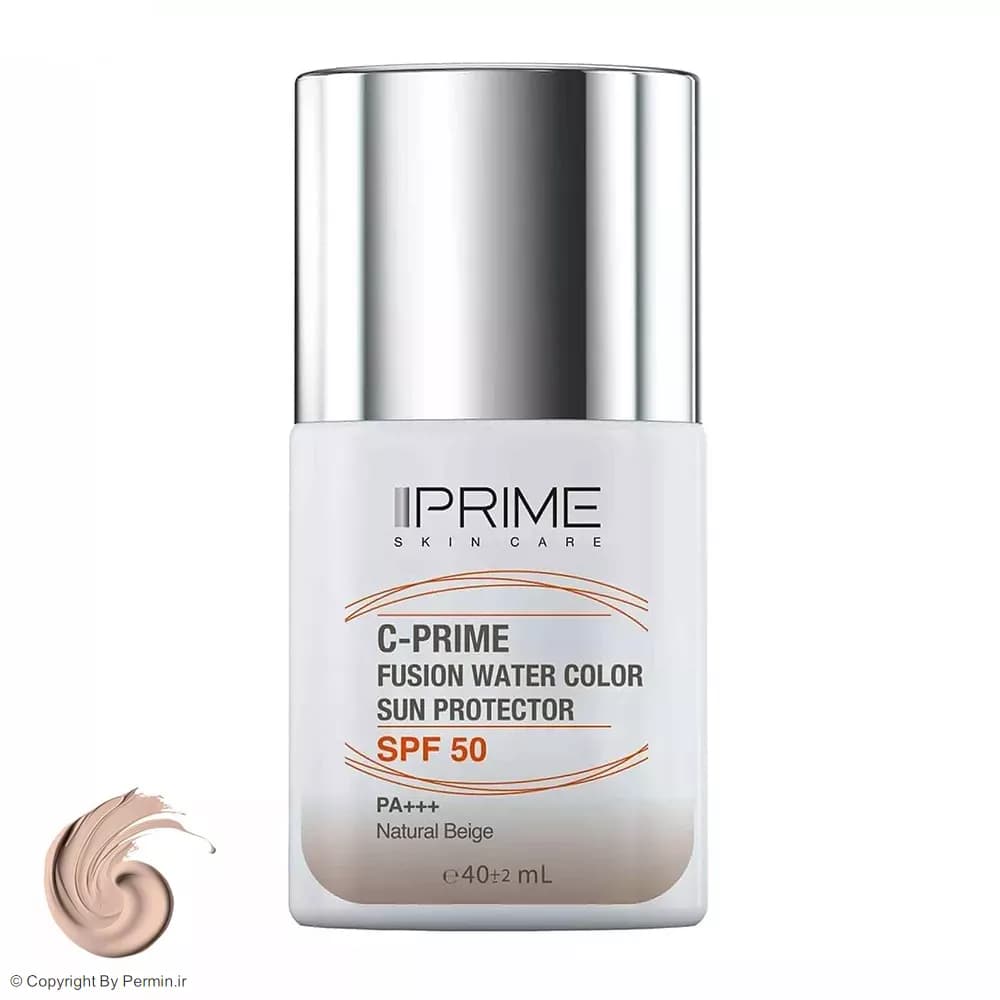فلوئید ضد آفتاب رنگی پرایم SPF50 مدل فیوژن واتر حاوی ویتامین سی Natural Beige حجم 40 میلیلیتر — تصویر ۳