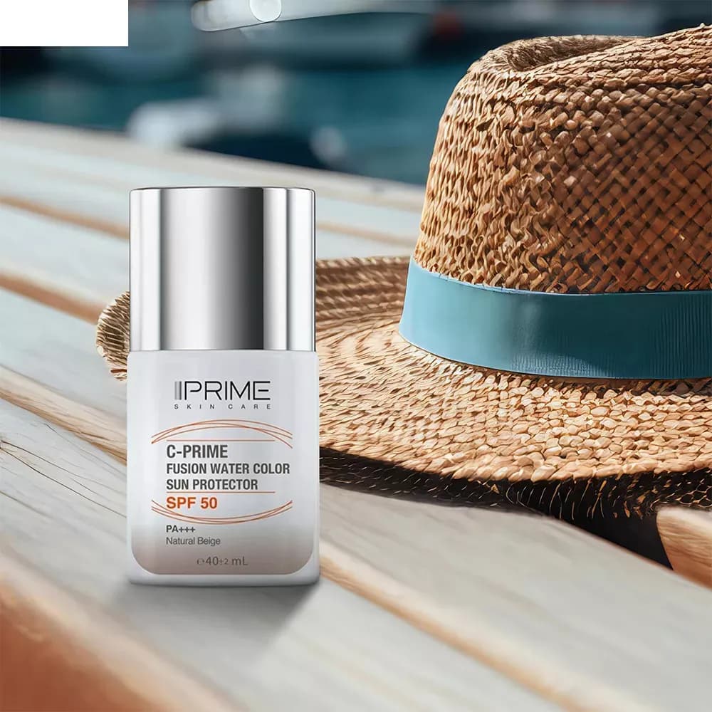 فلوئید ضد آفتاب رنگی پرایم SPF50 مدل فیوژن واتر حاوی ویتامین سی Natural Beige حجم 40 میلیلیتر — تصویر ۲