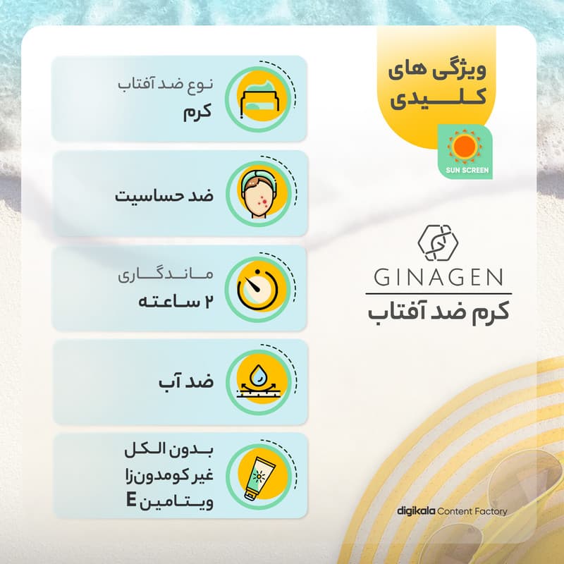 کرم ضدآفتاب بیرنگ ژیناژن مدل SPF50، مناسب پوستهای چرب، حجم 50 میلیلیتر — تصویر ۴