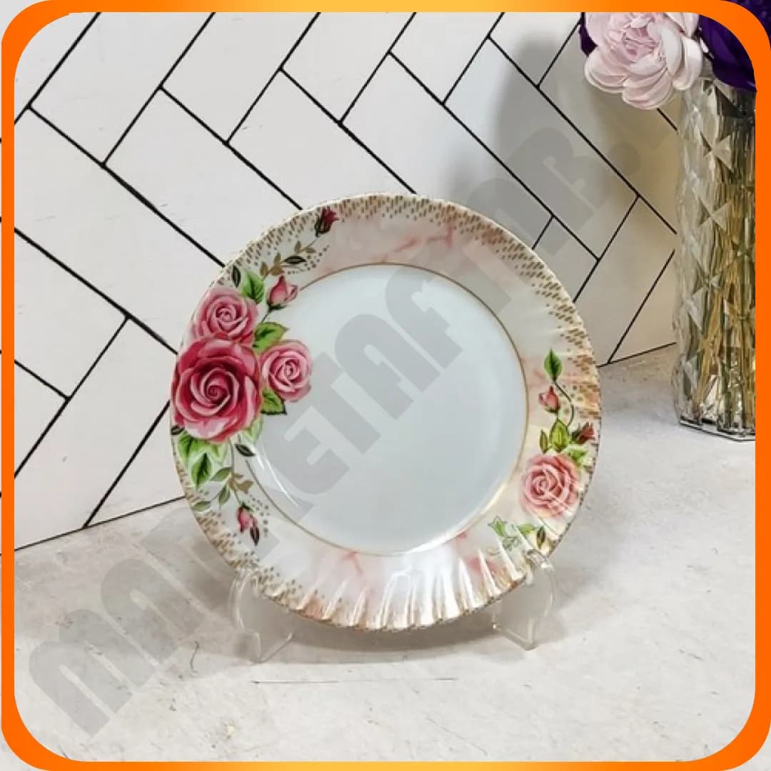 سرویس 33 پارچه گرد طرح پیچ گل رزا ملامین آیسان — تصویر ۲