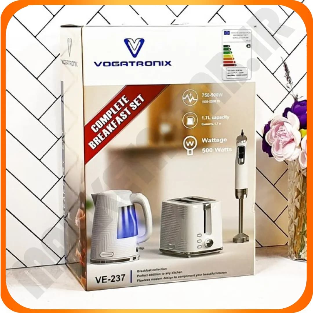 ست صبحانه (کتری برقی-تستر نان-گوشتکوب)VE-237 کرم ووگاتی رونیکس — تصویر ۲