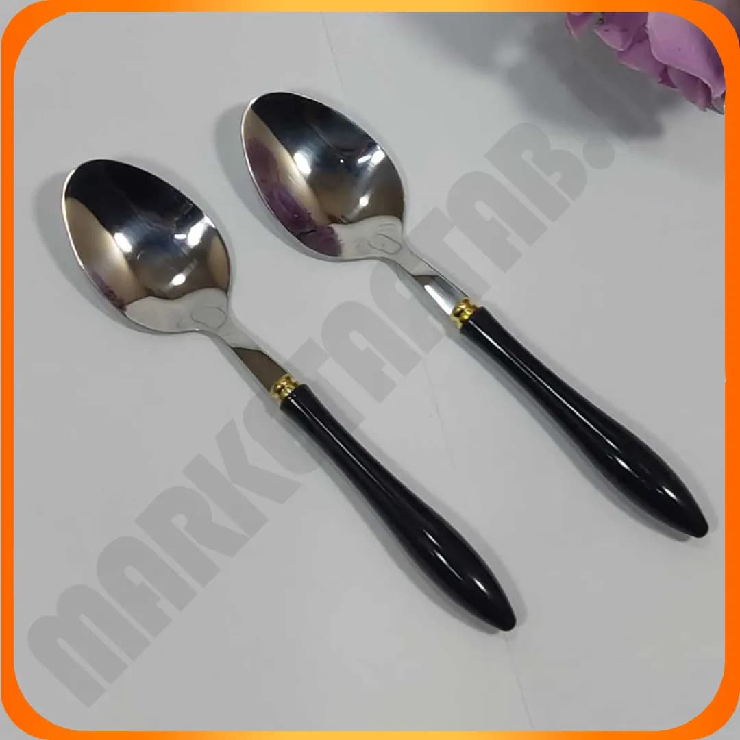 قاشق استیل دسته مشکی amiran