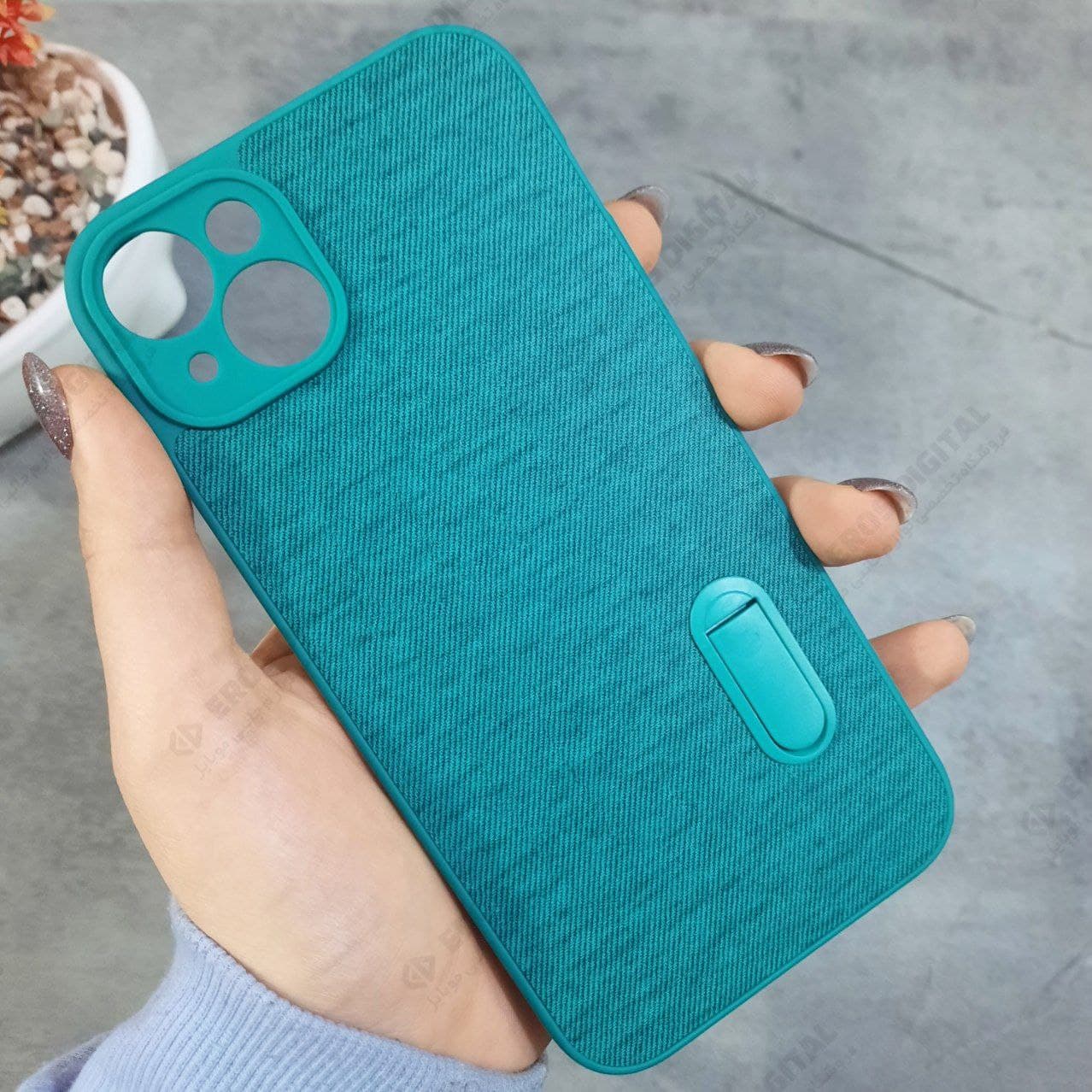 قاب گوشی iPhone 14 Plus ژله ای پشت پارچه استند دار — تصویر ۵