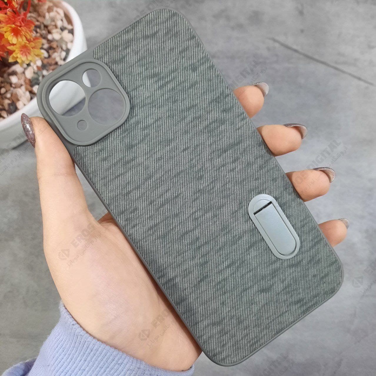 قاب گوشی iPhone 14 Plus ژله ای پشت پارچه استند دار — تصویر ۴
