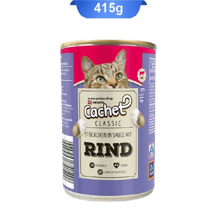 کنسرو گربه کچت طعم گوشت گاو وزن 415 گرم Cachet Rind