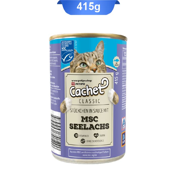 کنسرو گربه کچت طعم ماهی سالمون وزن 415 گرم Cachet MSC Seelachs