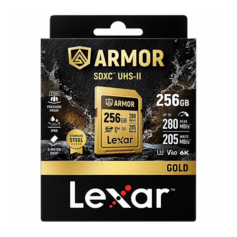 کارت حافظه لکسار مدل Lexar 256GB ARMOR GOLD UHS-II SDXC 280MB/s — تصویر ۲