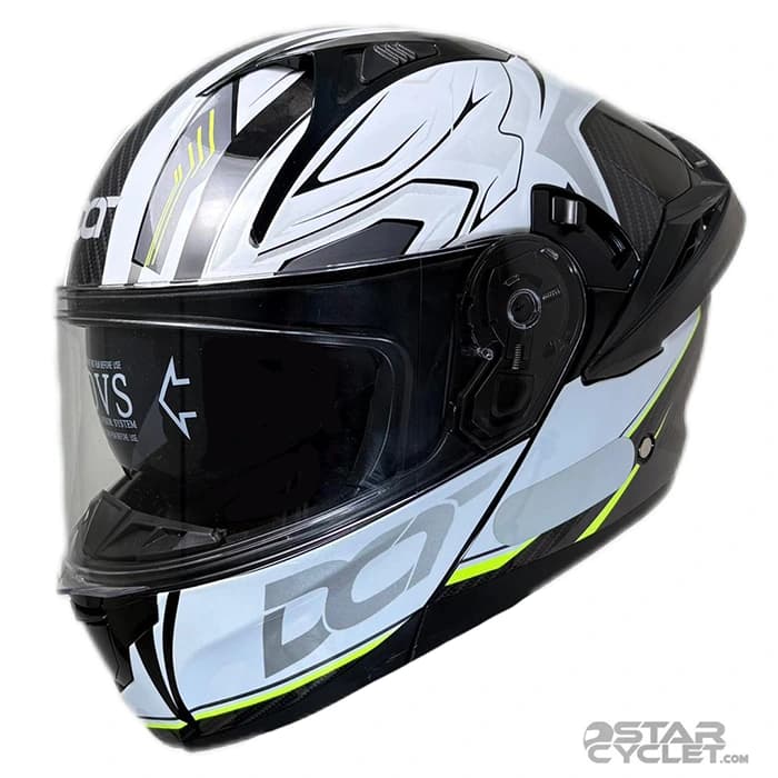 کلاه کاسکت فک متحرک DOT مدل SJ809 BLACK WHITE GREEN — تصویر ۳