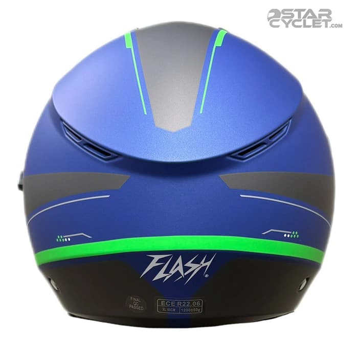 کلاه کاسکت بدون فک FLASH مدل 852 MATT BLUE NEON GREEN 46#C — تصویر ۳