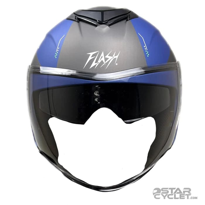 کلاه کاسکت بدون فک FLASH مدل 852 MATT BLUE NEON GREEN 46#C — تصویر ۴