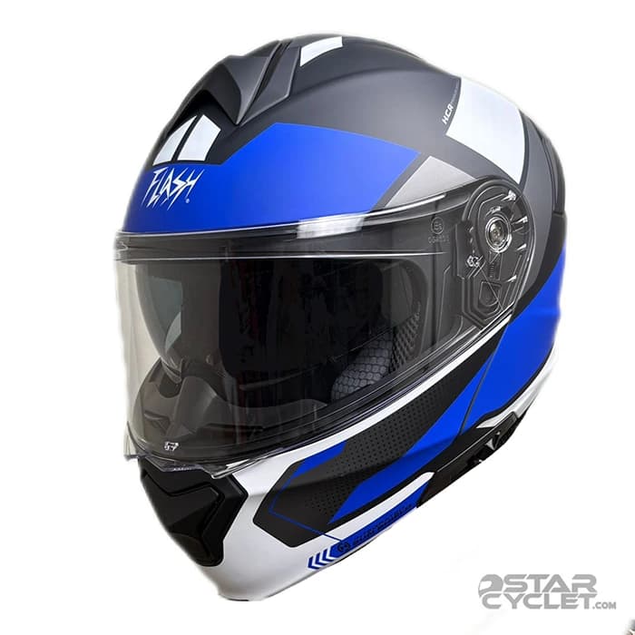 کلاه کاسکت فک متحرک FLASH مدل 935 SV MATT WHITE BLUE 5#C