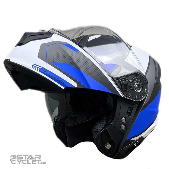 کلاه کاسکت فک متحرک FLASH مدل 935 SV MATT WHITE BLUE 5#C — تصویر ۲