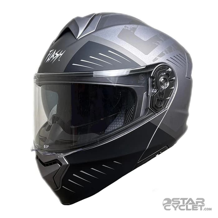 کلاه کاسکت فک متحرک FLASH مدل 935 SV MATT BLACK GRAY 24#C