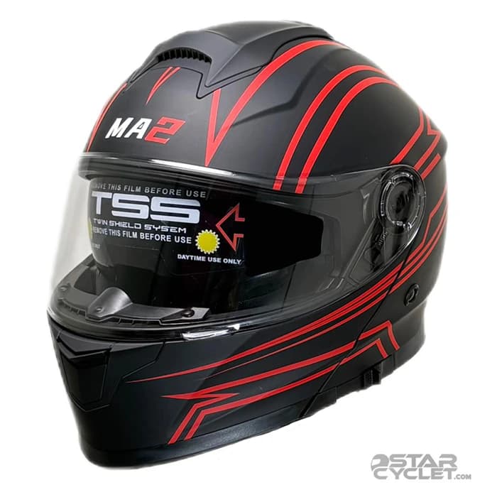 کلاه کاسکت فک متحرک MA2 مدل 965 GRAPHIC MATT RED