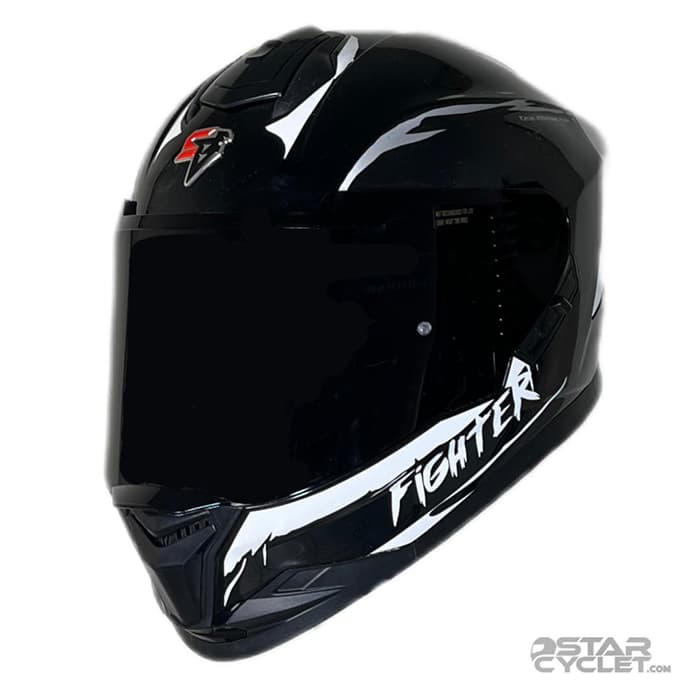 کلاه کاسکت فک ثابت استیل برد مدل SBH57 FIGHTER GLOSSY BLACK WHITE