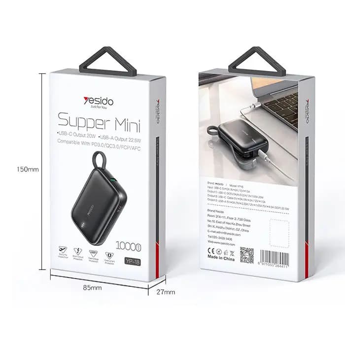 پاوربانک 10000 میلی آمپر یسیدو مدل YESIDO YP18 SUPPER MINI — تصویر ۲