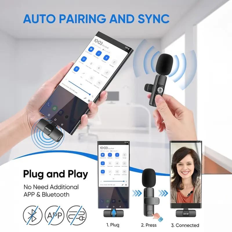 میکروفون یقه ای گرین مدل GREEN 3 IN 1 WIRELESS MICROPHONE همراه با گارانتی معتبر — تصویر ۶