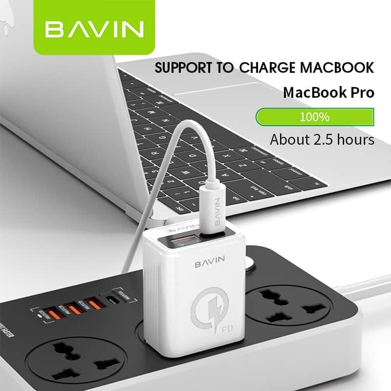 شارژر دیواری باوین همراه کابل دوسر تایپ سی مدل BAVIN PC335Y — تصویر ۴