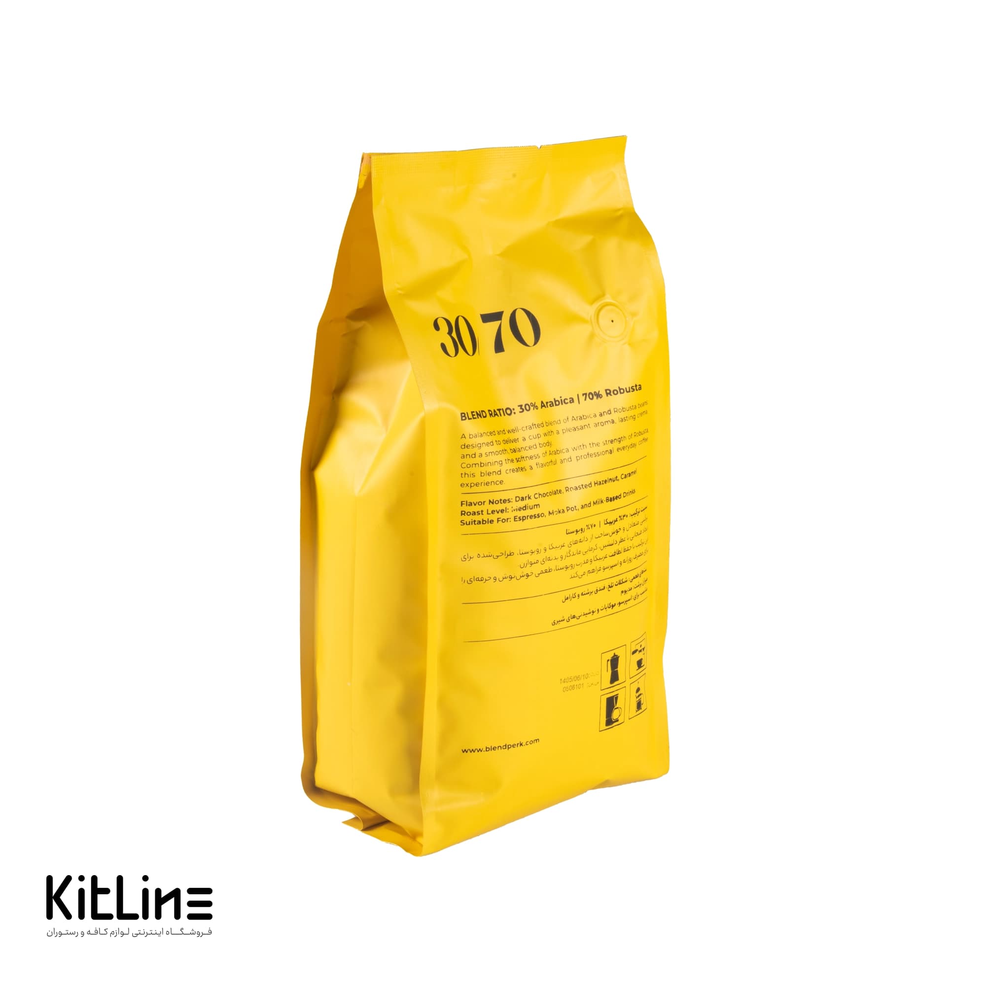 دانه قهوه ۳۰٪ عربیکا ۷۰٪ روبوستا بلندپرک (BLEND PERK) ۱ کیلوگرمی — تصویر ۲
