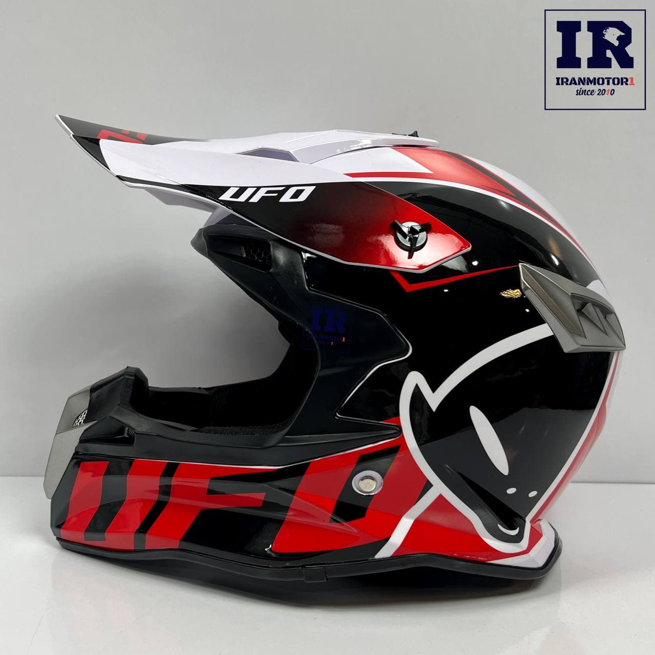 کلاه کاسکت کراسی طرح یوفو مشکی قرمز ufo