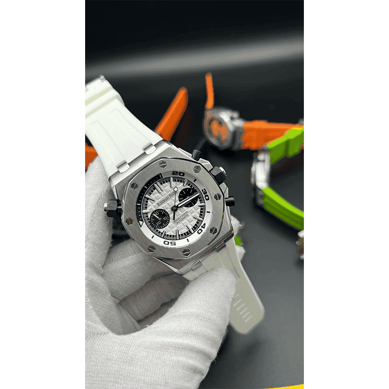 ساعت مچی مردانه اودمار پیگه افشور Audemars Piguet OffShore Chronograph Silver White — تصویر ۵