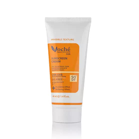 کرم ضد آفتاب SPF50 وچه مناسب پوست خشک و معمولی 40 میلی لیتر بی رنگ Voche Spf50 Sun Screen Cream For Dry To Normal Skin 40 ml