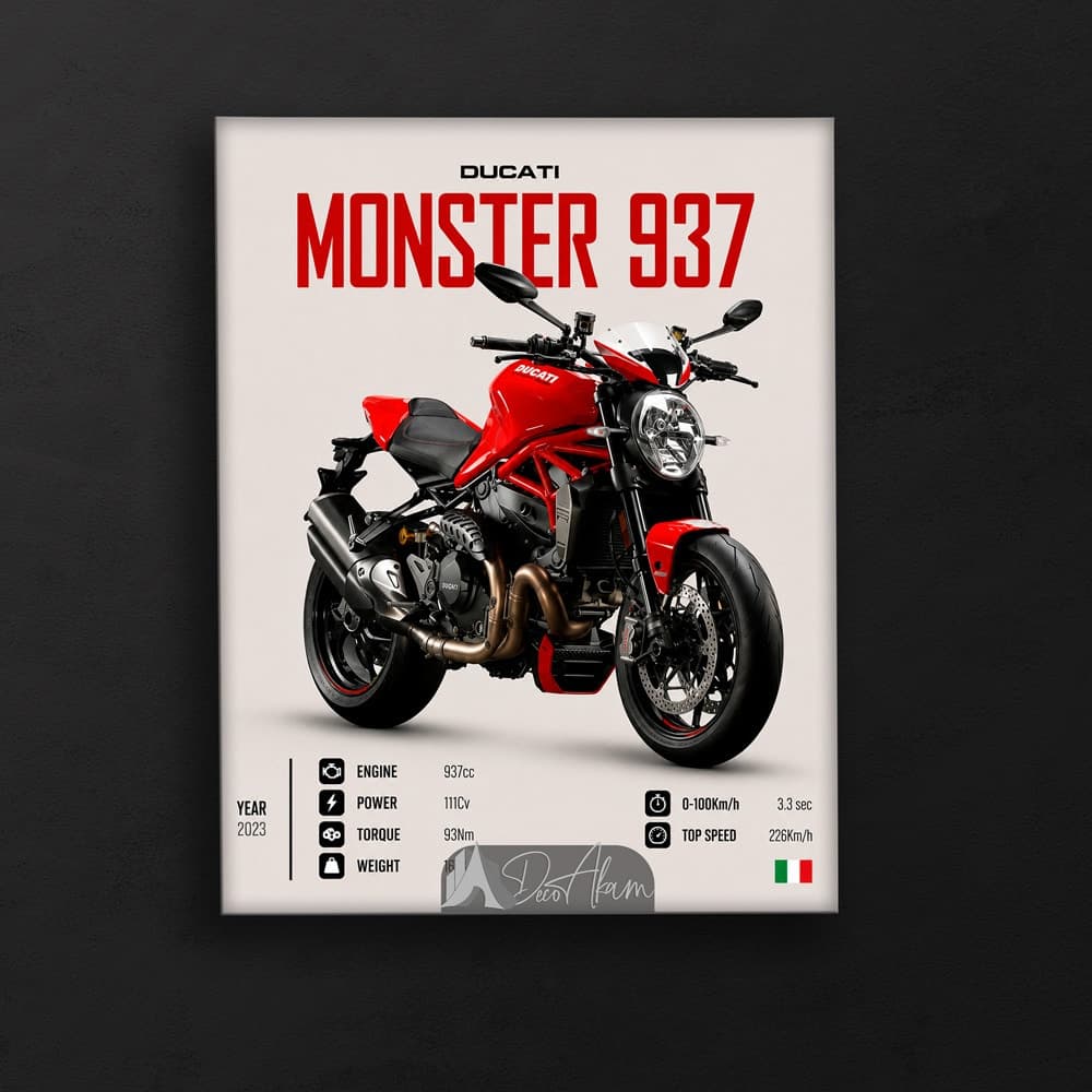 تابلو موتور دوکاتی Monster 937 کد DA-4041 مناسب اتاق جوان