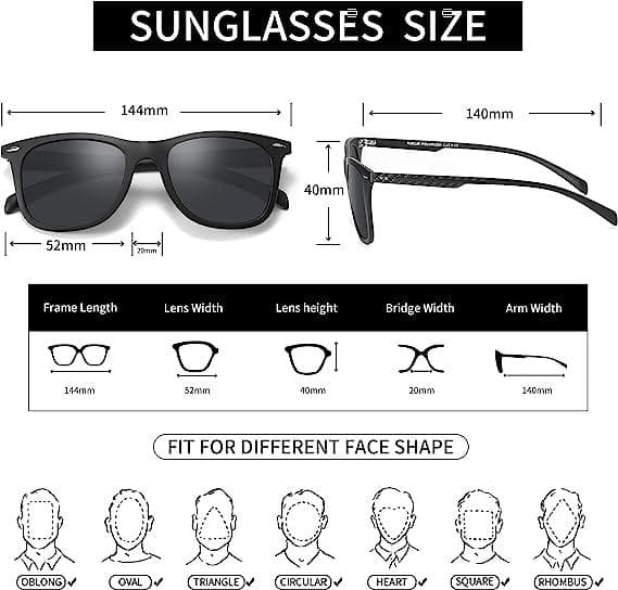 عینک آفتابی زنانه و مردانه PUKCLAR Polarized Sunglasses Mens Black Sunglasses Womens — تصویر ۵