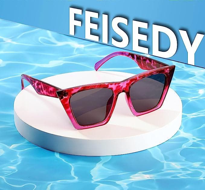 عینک آفتابی زنانه FEISEDY Vintage Square Cat Eye Sunglasses Women — تصویر ۱۰