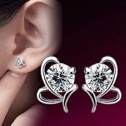 گوشواره نقره جواهری طرح قلب — تصویر ۵