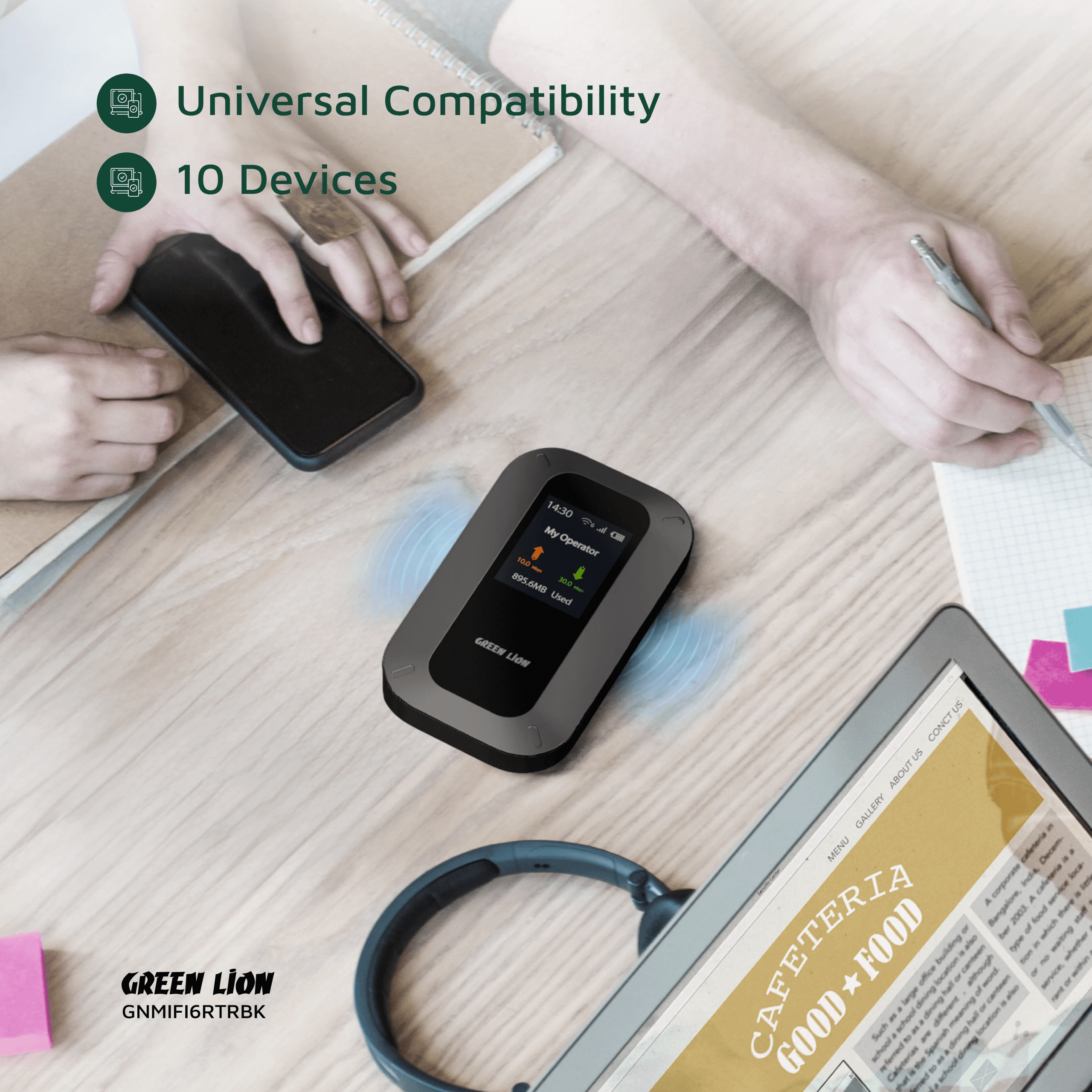 مودم قابل حمل گرین لاین مدل GL‑M12 با اینترنت LTE 4G و باتری ۳۰۰۰ میلیآمپرساعت — تصویر ۶