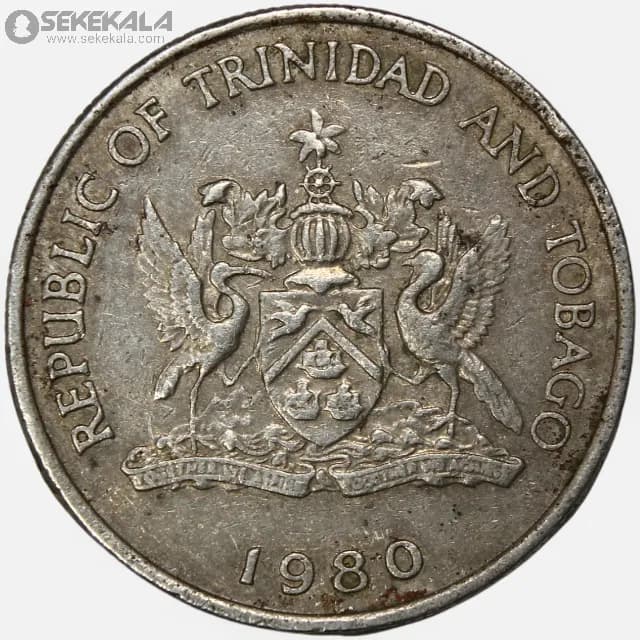سکه 25 سنت کمیاب ترینیداد و توباگو 1980 — تصویر ۲