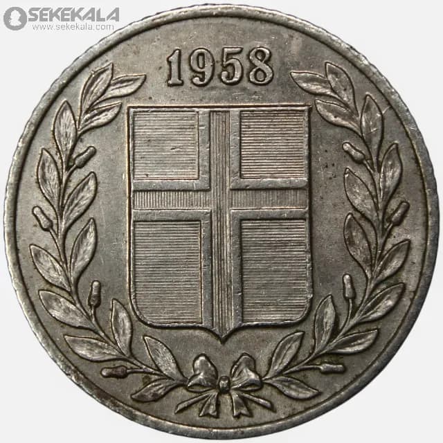سکه 25 آورار کمیاب ایسلند 1958
