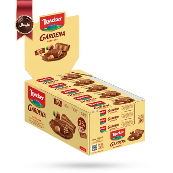 ویفر لوکر Loacker مدل گاردنا شکلاتی با کرم فندق Gardena Hazelnut پک 25 عددی (اورجینال)