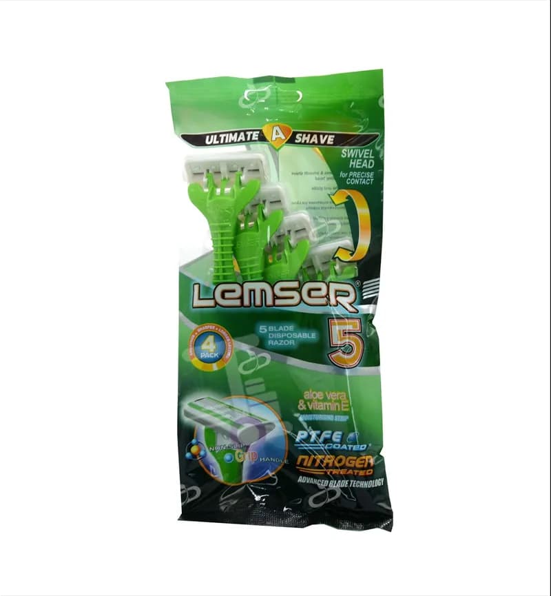 تیغ اصلاح لمسر Lemser مدل 5 لبه 4 عددی سبز