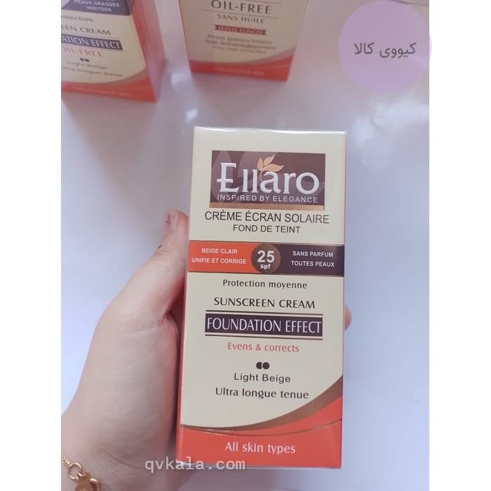 کرم ضد آفتاب الارو Ellaro اصل SPF25 کرم پودری انواع پوست 40 میل — تصویر ۲