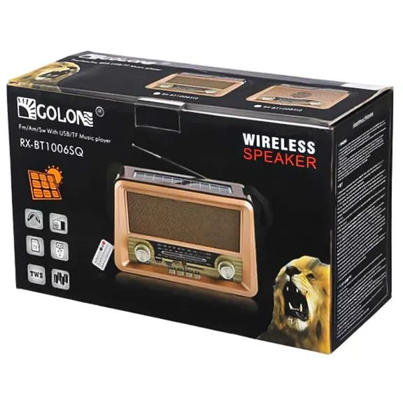 اسپیکر رادیویی بلوتوثی سولار گولون مدل RX-BT1006SQ ریموت دار — تصویر ۲