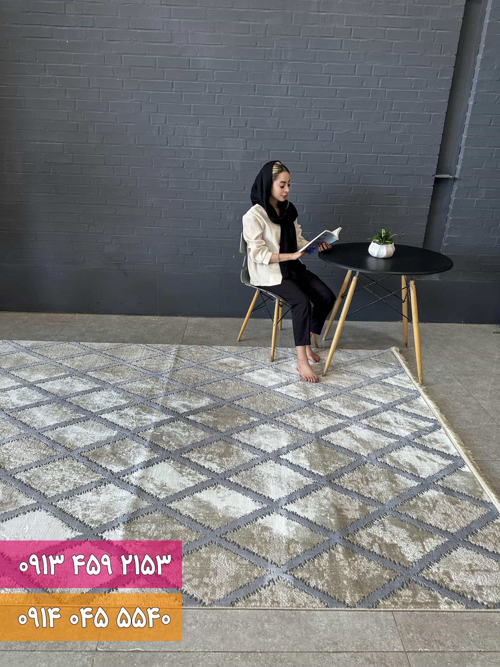 فرش فانتزی کد 42072KN کرم نقره ای — تصویر ۲
