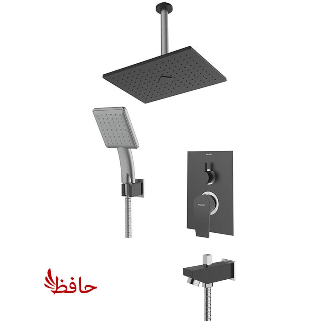 شیر حمام توکار شودر مدل رومر پلاس مشکی کروم تیپ 4 — تصویر ۲