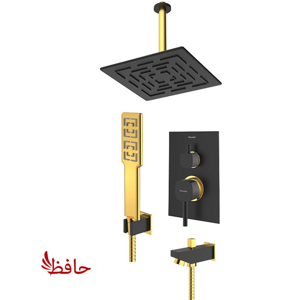 شیر حمام توکار شودر مدل رومر مشکی طلایی تیپ 4 BRASS — تصویر ۲
