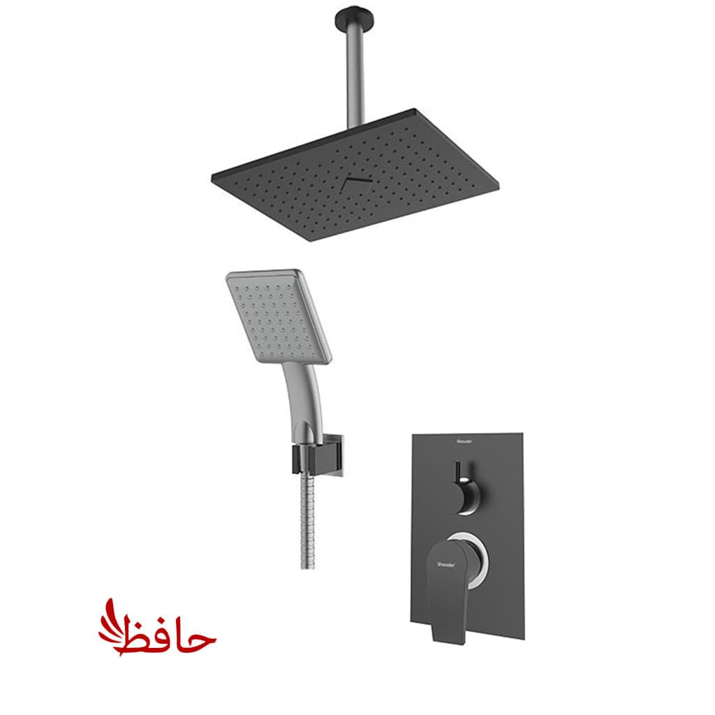 شیر حمام توکار شودر مدل رومر پلاس مشکی کروم تیپ 3 — تصویر ۲