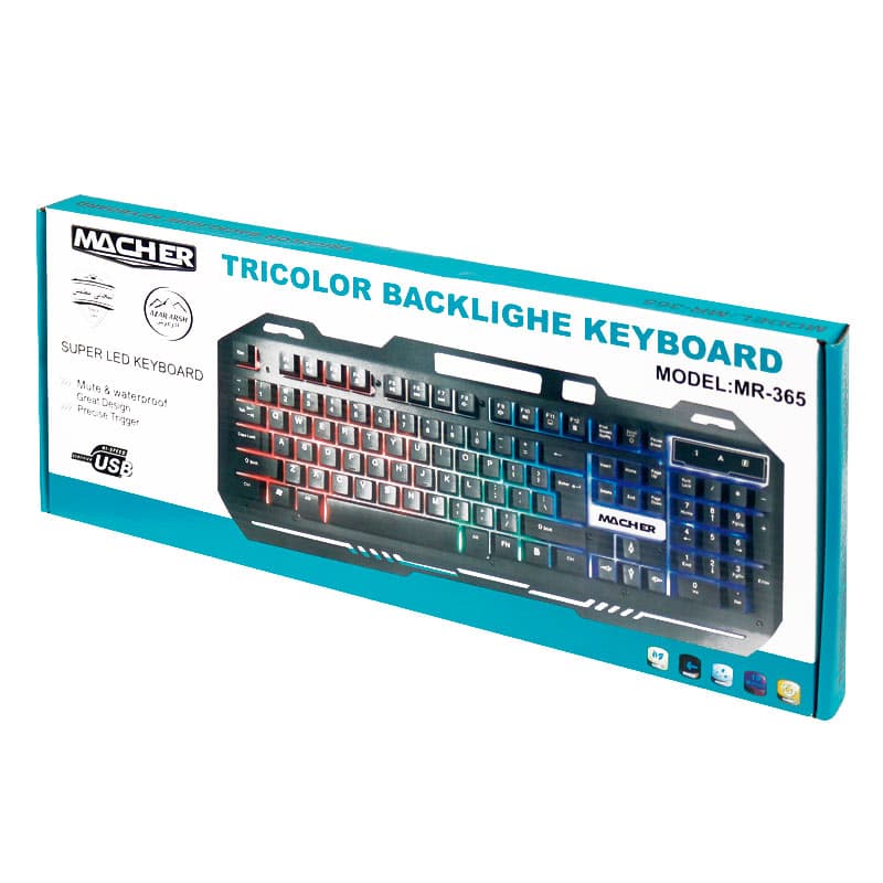 کیبورد MR-365 RGB سیم دار گیمینگ مچر MACHER — تصویر ۲