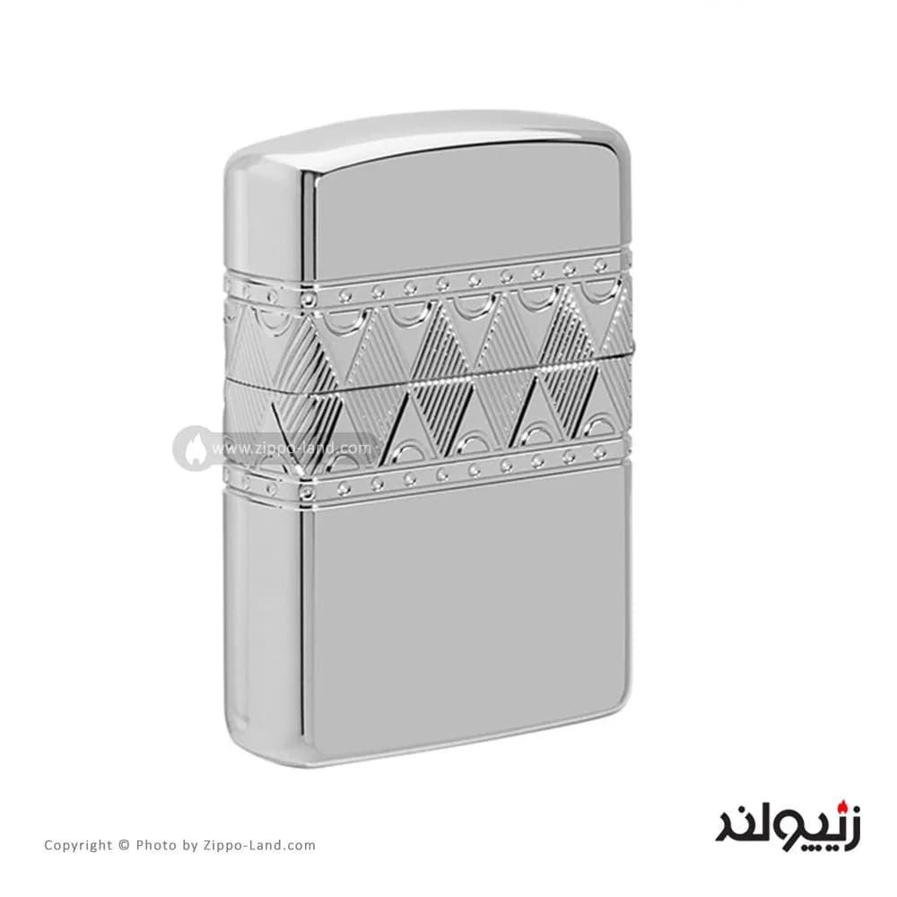 فندک زیپو مدل Armor Sterling Silver Diamond pattern Design کد 49550 — تصویر ۴