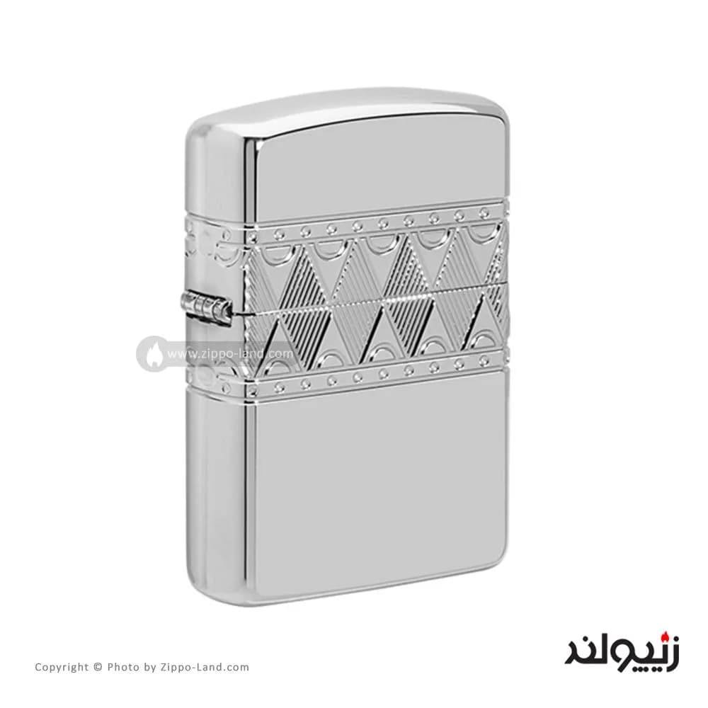 فندک زیپو مدل Armor Sterling Silver Diamond pattern Design کد 49550 — تصویر ۵