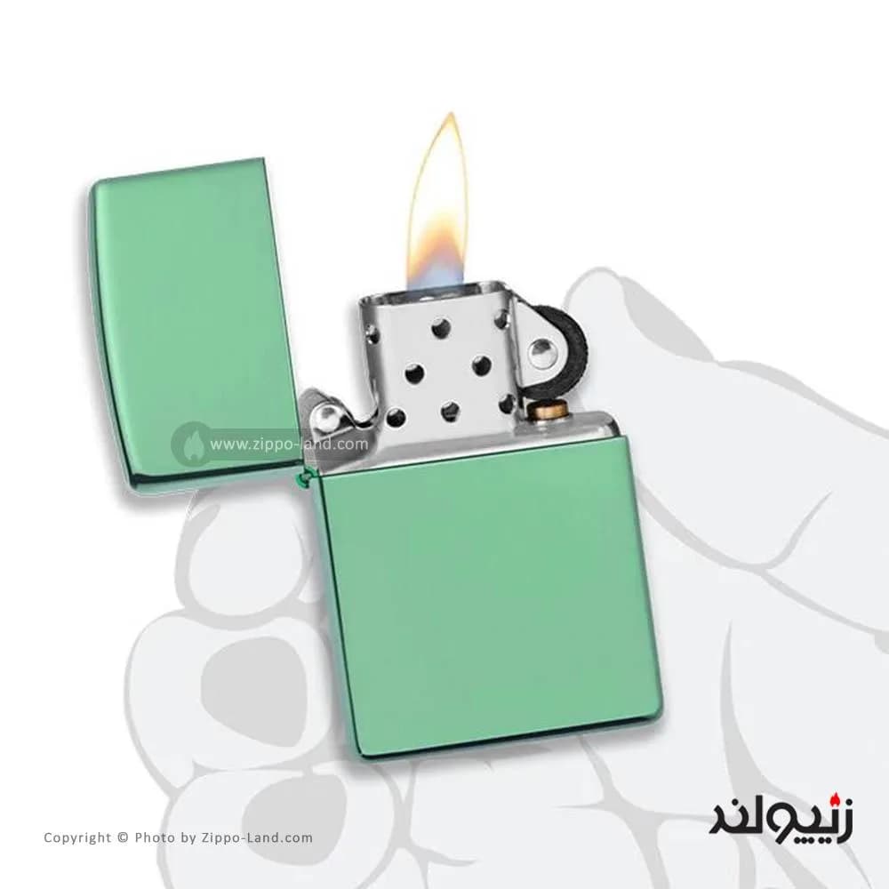 فندک زیپو مدل Classic High Polish Green کد 28129 — تصویر ۳