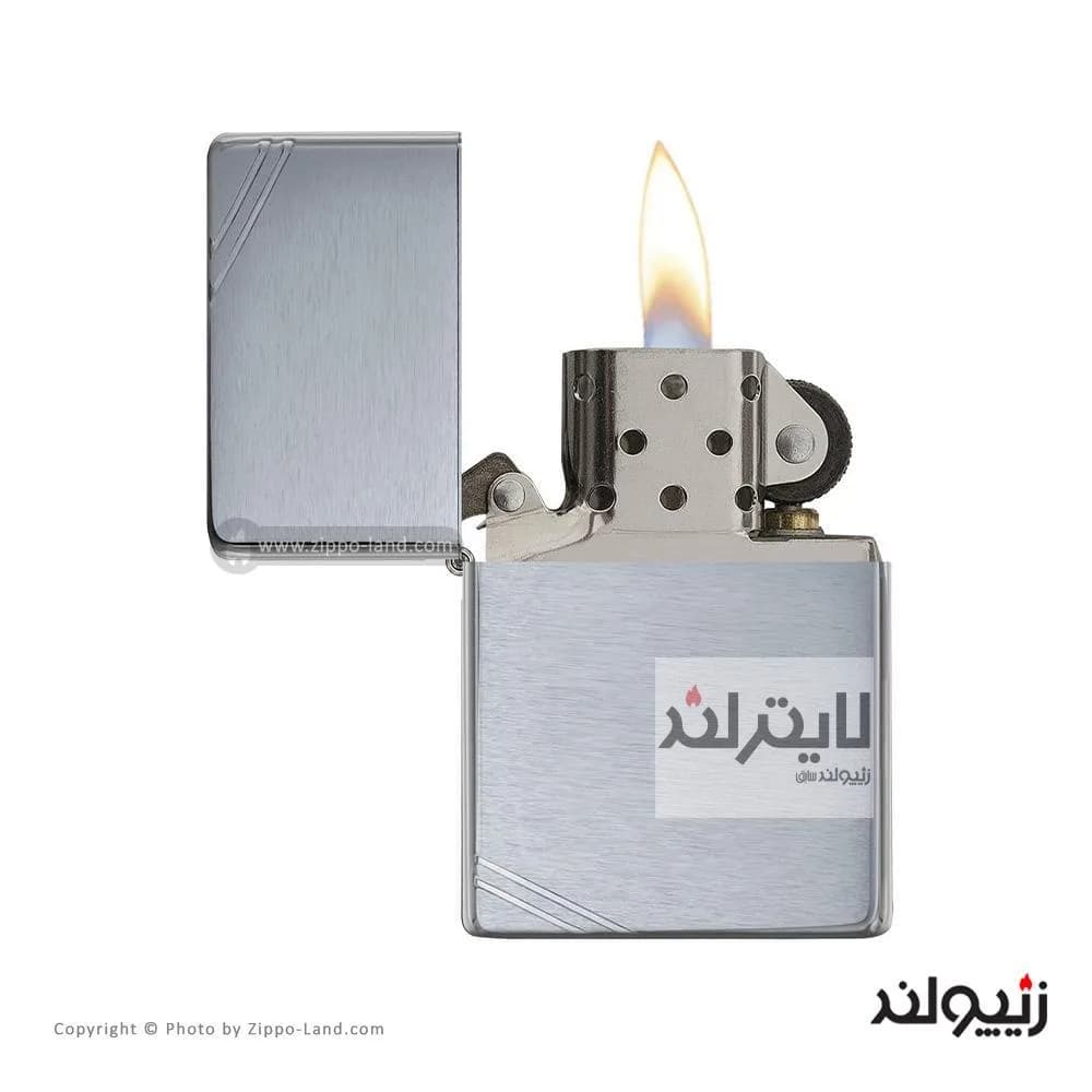 فندک زیپو مدل Brushed Chrome Vintage Slashes کد 230 — تصویر ۲
