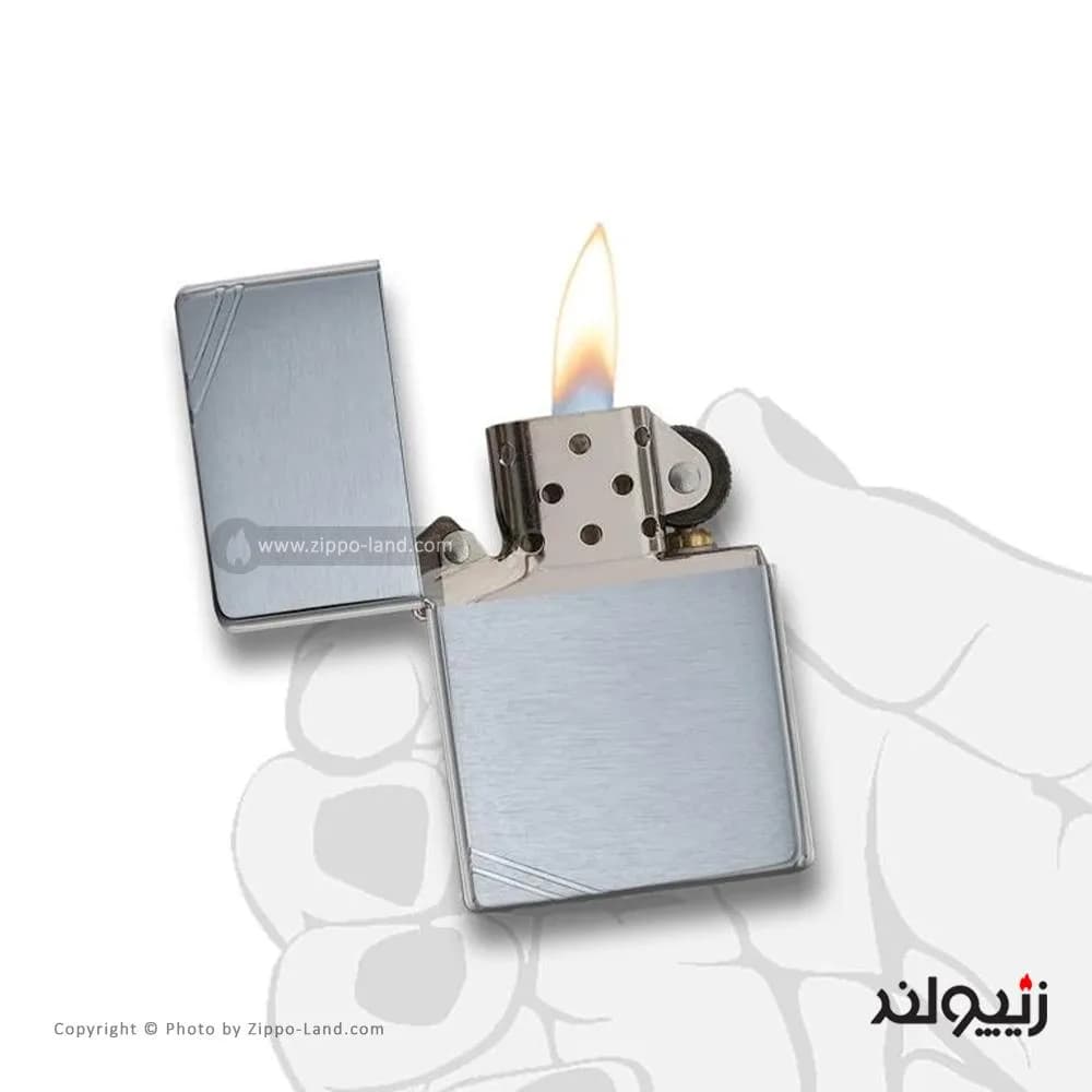 فندک زیپو مدل Brushed Chrome Vintage Slashes کد 230 — تصویر ۳