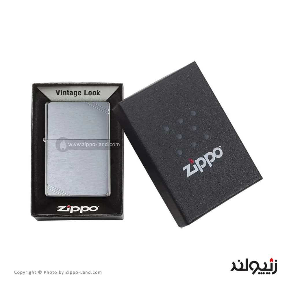 فندک زیپو مدل Brushed Chrome Vintage Slashes کد 230 — تصویر ۴